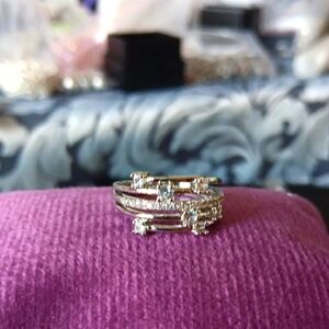 Elegant Gold and Silver Cz Ring Size 7.5